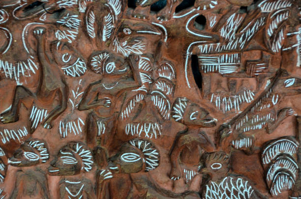 istock Antique Carved Wood Bas Relief 1301025868
