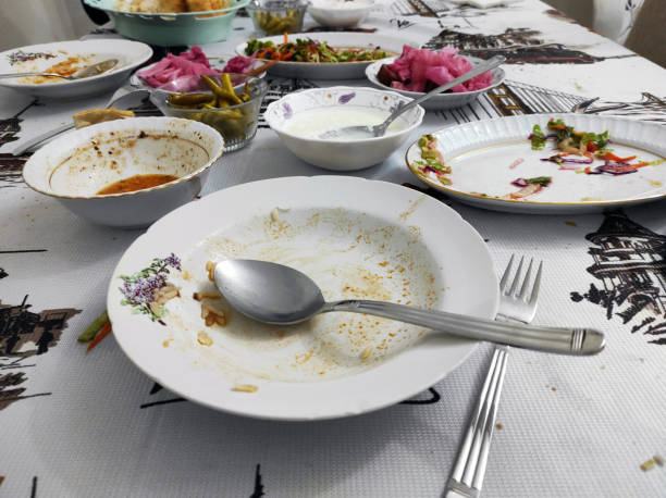 istock dishes and leftovers left over after eating, dishware and leftovers, 1301032865