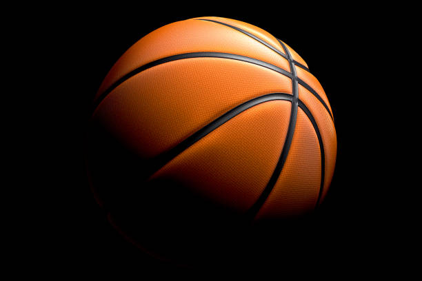 istock Basketball ball isolated on black background 1301038459