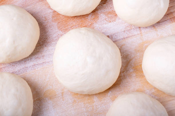 yeast dough balls - dough sphere kneading bread imagens e fotografias de stock