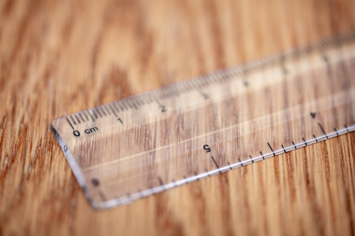 Macro close up of a ruler with CM