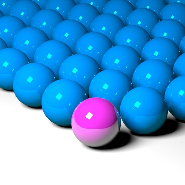 istock Colorful abstract 3D round ball red and blue pattern texture on white background 1301044047