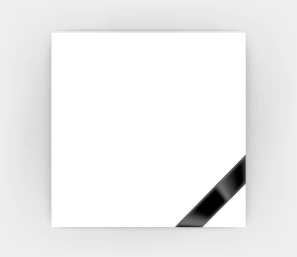 weißer rahmen mit trauerband. fotorahmenvorlage - fotoframe stock-grafiken, -clipart, -cartoons und -symbole