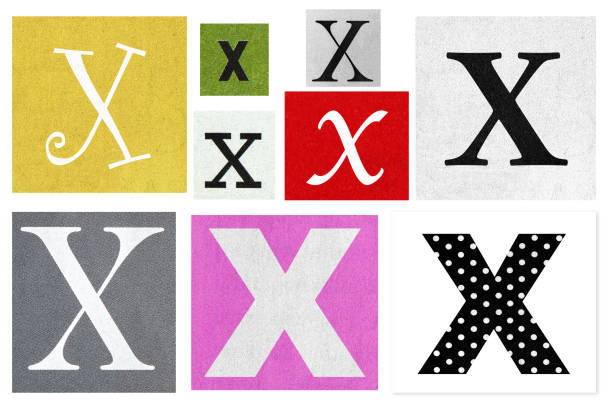 istock Paper cut letter X Old newspaper cutouts white background 1301045242