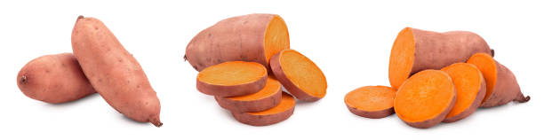 istock Sweet potato isolated on white background closeup, Set or collection 1301045394