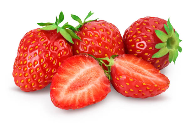 istock Strawberry and half isolated on white background. Fresh berry with clipping path and full depth of field 1301045900