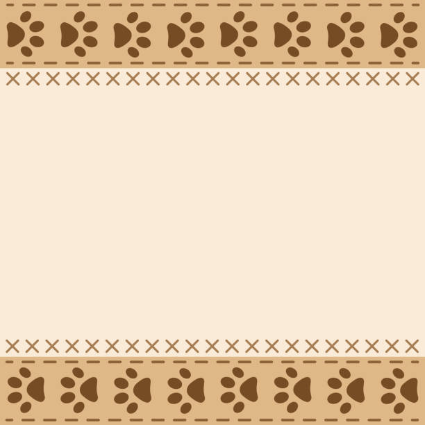 Paws animals footprints frame border design template Paw prints animal frame border design template with blank space for your text. dog borders stock illustrations