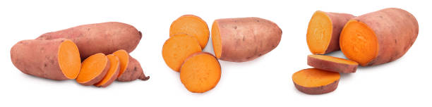 istock Sweet potato isolated on white background closeup, Set or collection 1301047209