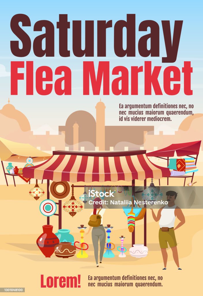 Saturday Flea Market Poster Flat Vector Template Oriental Marketplace With  Souvenirs Brochure Cover Booklet One Page Concept Design With Cartoon  Characters Advertising Flyer Leaflet Newsletter Stock Illustration -  Download Image Now - iStock