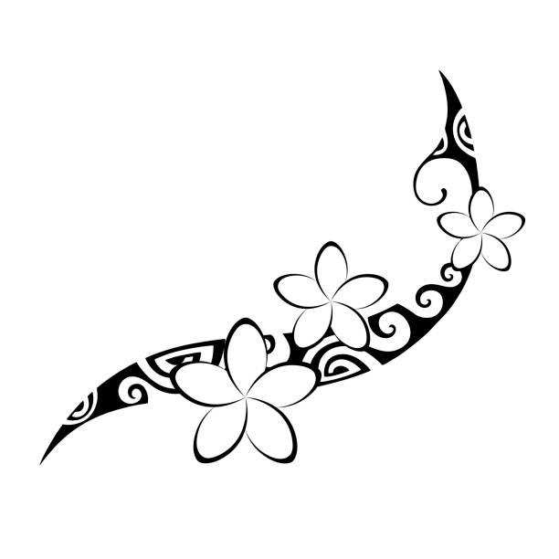 Maori Style Tattoo Ethnic Decorative Oriental Ornament With Frangipani  Plumeria Flowers Stock Illustration - Download Image Now - iStock