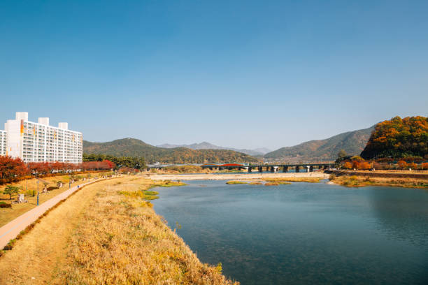 istock Miryang river and mountain at autumn in Miryang, Korea 1301052181