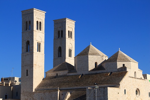 Molfetta town in Apulia, Italy. Cathedral of Saint Conrad of Bavaria. Apulian Romanesque style.