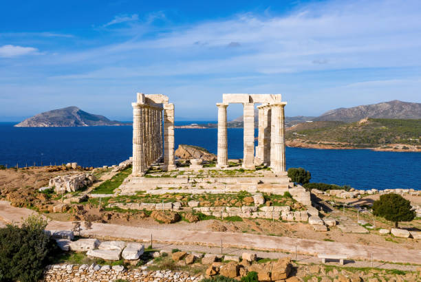 istock Cape Sounio, Poseidon temple archaeological site, Attica, Greece 1301052780