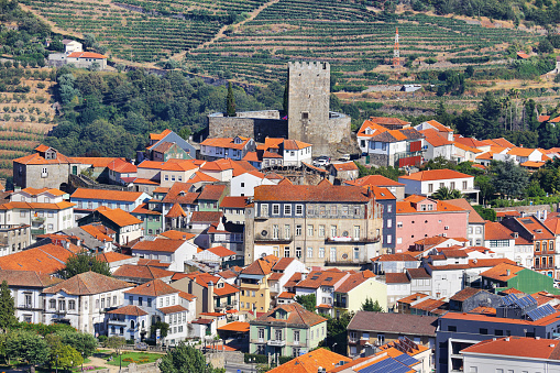 View of Lamego town and its castle, Portugal, Europe