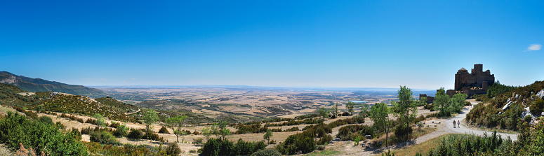 panoramic view of the castle of Loarre, in the province of Huesca