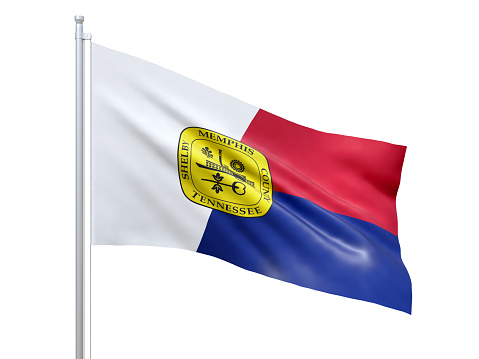 Memphis city realistic flag with high resolution fabric texture