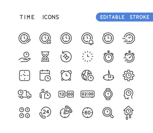 Time Line Icons Editable Stroke Set of time line vector icons. Editable stroke. wrist exercise stock illustrations