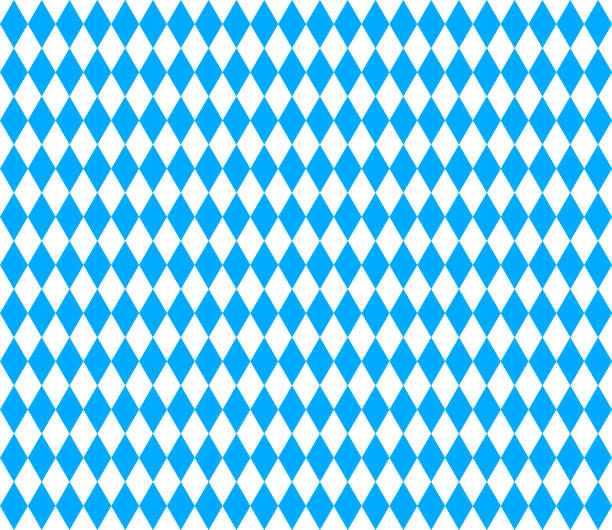 옥토버페스트 바이에른 패턴. 바이에른의 국기. 뮌헨에서 독일어 10 월 축제에 대한 배경. 흰색과 파란색 마름모와 질감. 바이에른 직물에 대한 원활한 배너. 배경 화면 및 직물. 벡터 - bayern stock illustrations