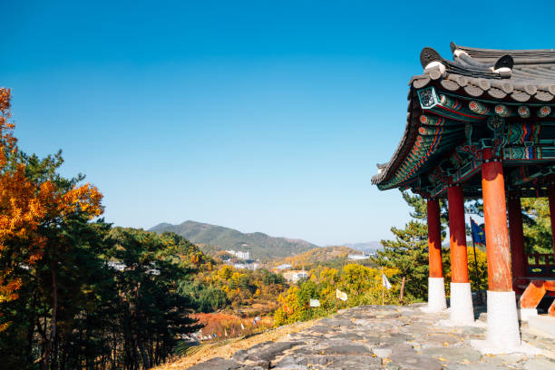 istock Miryang Eupseong Fortress at autumn in Miryang, Korea 1301057426