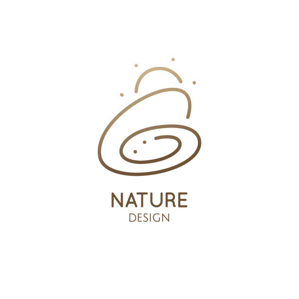 abstrakte natur minimalistische logo mono-linie - massage stamps stock-grafiken, -clipart, -cartoons und -symbole