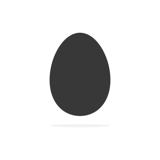 ilustraciones, imágenes clip art, dibujos animados e iconos de stock de icono negro de huevo. huevo de pollo. - eggs