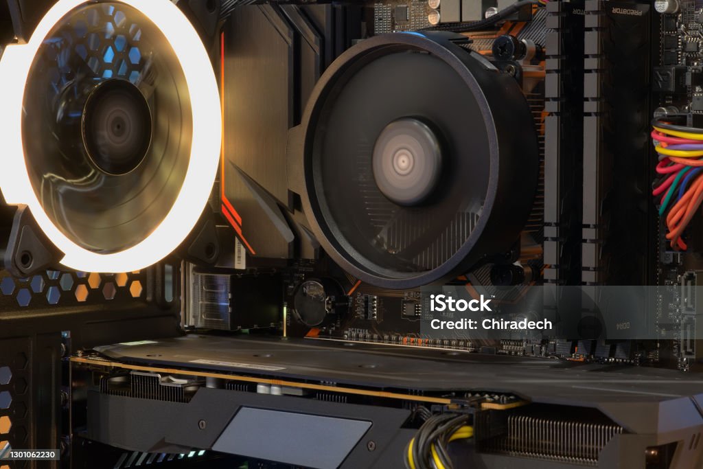 See Inside Computer Background Inside Computer Desktop On Pc Case Stock Photo - Download Image Now ...