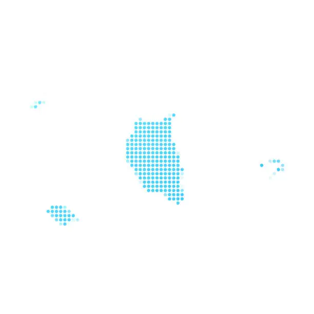 Vector illustration of Pitcairn Islands map in blue dots on white background
