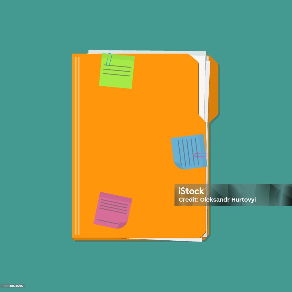 Folder For Notes Paper Documents Folder With Paper Sheets And Sticky Notes Reminder Template ...