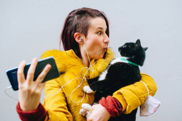 istock Crazy Cat Lady Selfie stock photo 1301063778