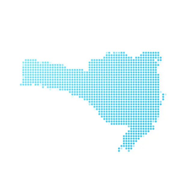 Vector illustration of Santa Catarina map in blue dots on white background