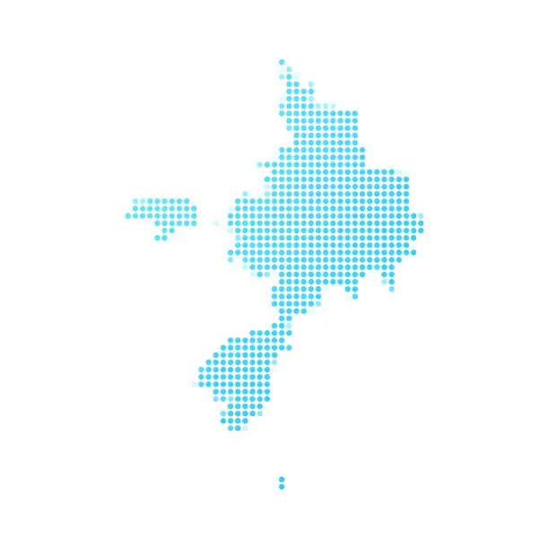 Vector illustration of Sark map in blue dots on white background