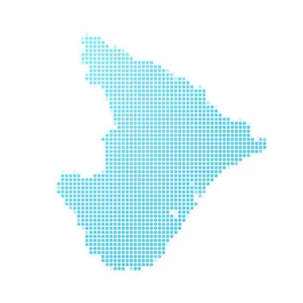 Vector illustration of Sergipe map in blue dots on white background