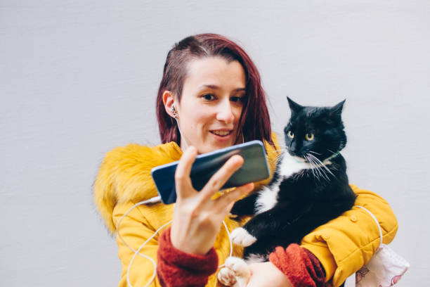 istock Crazy Cat Lady Selfie stock photo 1301064648