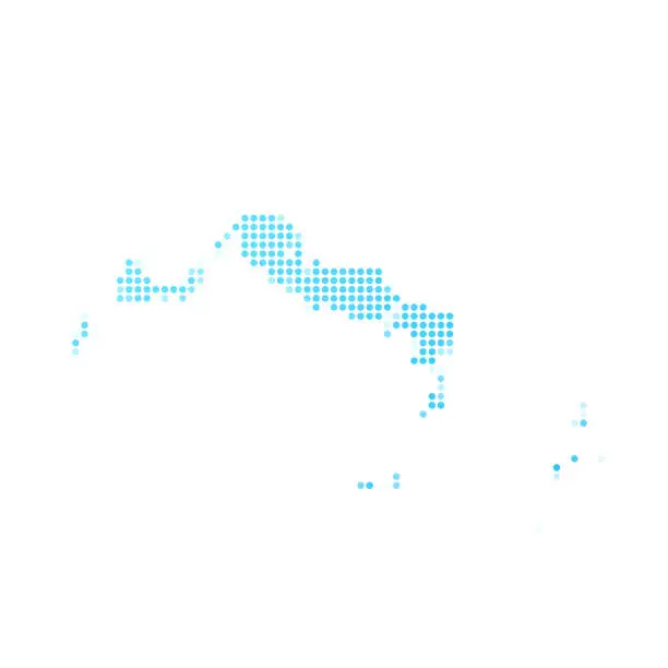 Vector illustration of Turks and Caicos Islands map in blue dots on white background