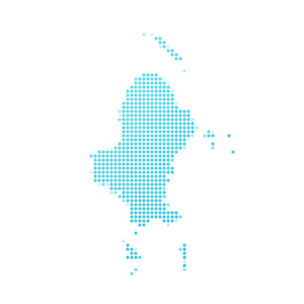 Vector illustration of Wallis island map in blue dots on white background