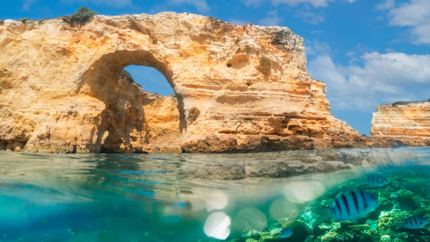 istock Landscape with natural arch in Algarve 1301065478