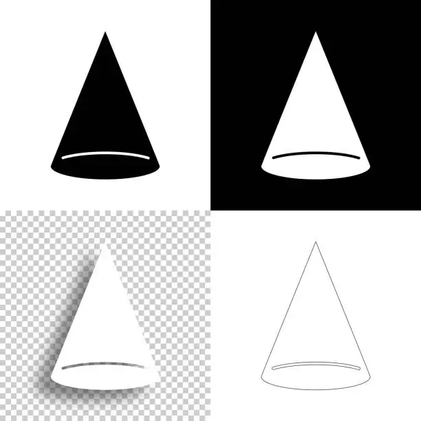 Vector illustration of Cone. Icon for design. Blank, white and black backgrounds - Line icon