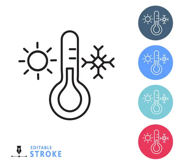 Vector illustration of Home efficiency heating and cooling thin line Icon set - editable stroke