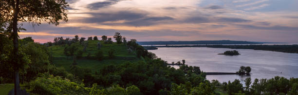 istock Dnipro river summer evening view from Taras Hill or Chernecha Hora (Monk Hill - important landmark of the Taras Shevchenko National Preserve, Kaniv, Cherkasy Region, Ukraine. 1301068014