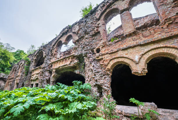 Abandoned Military Tarakaniv Fort (other names - Dubno Fort, New Dubna Fortress) - a defensive structure, an architectural monument of 19th century, Tarakaniv, Rivne region, Ukraine.