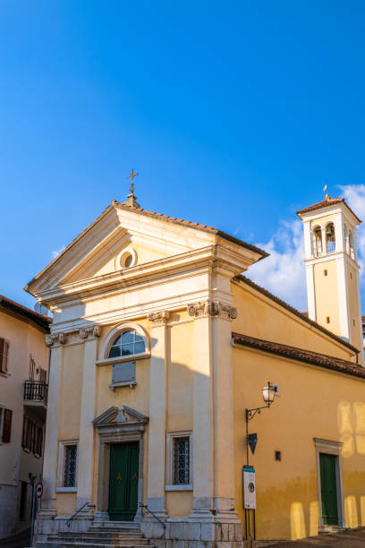 Gemona del Friuli, Church of San Rocco (Friuli-Venezia Giulia, Italy) Church of San Rocco in Gemona del Friuli, a town in the Province of Udine that was almost entirely destroyed by the 1976 earthquake, but rebuilt in record time. gemona del friuli stock pictures, royalty-free photos & images