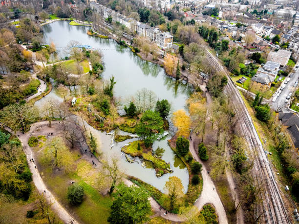 an aerial view of crystal palace park, a victorian pleasure ground located in the south-east london suburb - southeast england imagens e fotografias de stock