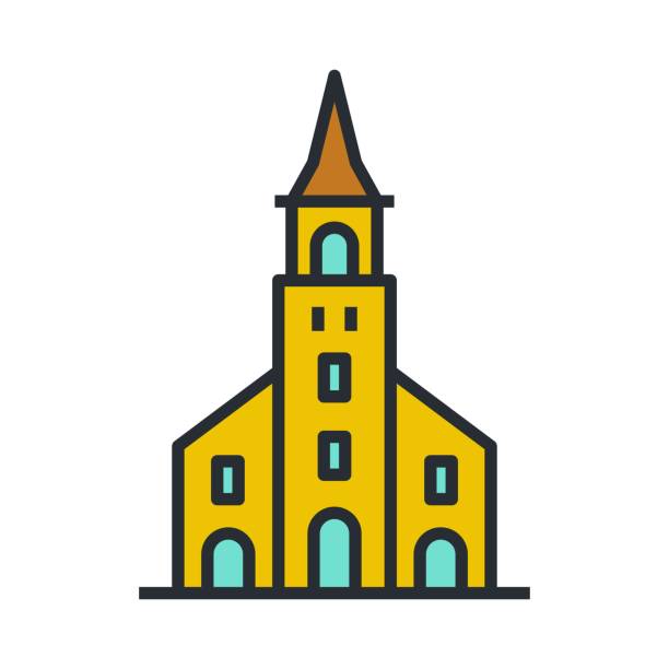 教会のアイコン。宗教的な建物、大聖堂のシンボル。 - church steeple vector christianity点のイラスト素材／クリップアート素材／マンガ素材／アイコン素材