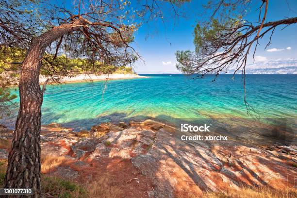 Amazing Turquoise Stone Beach On Brac Island View Stock Photo - Download Image Now - Bol - Croatia, Milna, Adriatic Sea