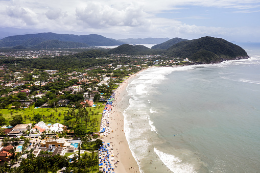 Aerial view of Pernambuco beach in Guarujá, São Paulo