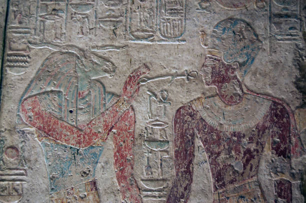 Khnum and Pharoah Ramses II stock photo