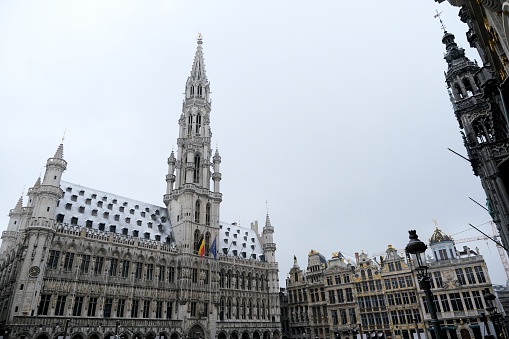 Front View Of City Center, Marian Column And New City Hall In Munich, Germany