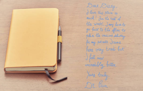 The page of a personal diary is written directly on the table next to the journal itself. A medical doctor falls into madness due to the chaos born from the vaccine delivery to the population. *** The text was digitally superimposed and a release is provided ***
