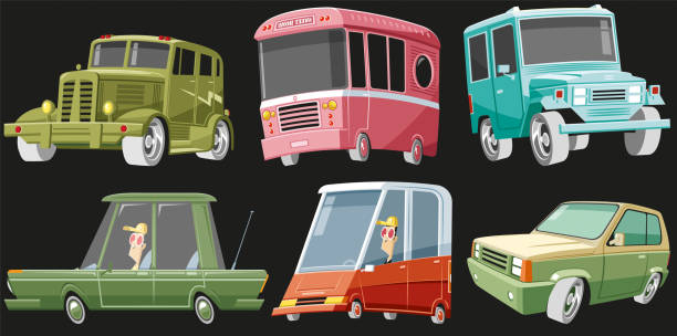 Car set Easy editable car
set vector illustration. small bus stock illustrations