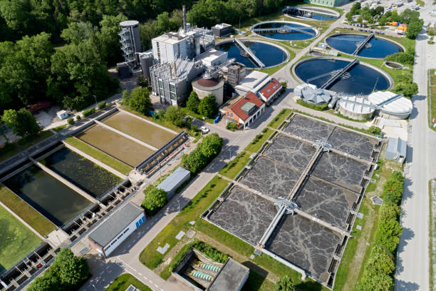 istock Aerial View of Water Purification Station 1301093348
